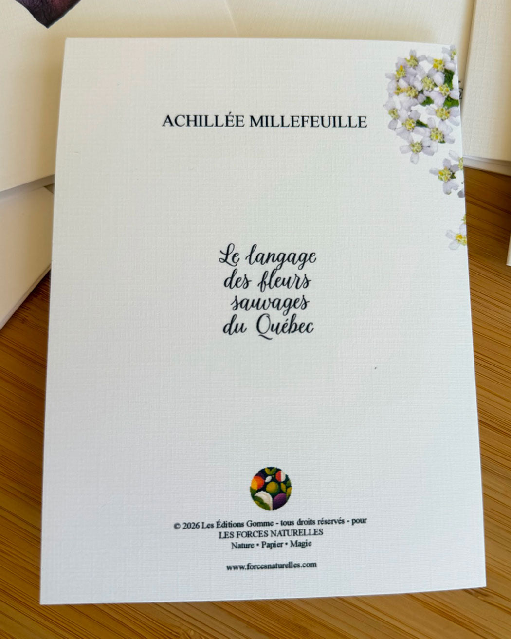 Carte de vœux Achillée - Les Forces Naturelles - verso