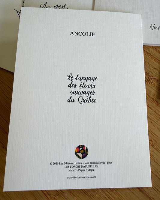 Carte de vœux Ancolie - Les Forces Naturelles - verso