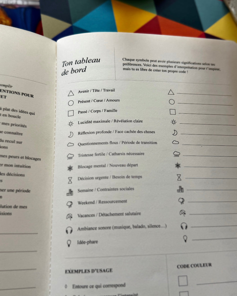 Carnet de réflexion — Force naturelle de l'Avocat, journaling guidé, page du Tableau de bord