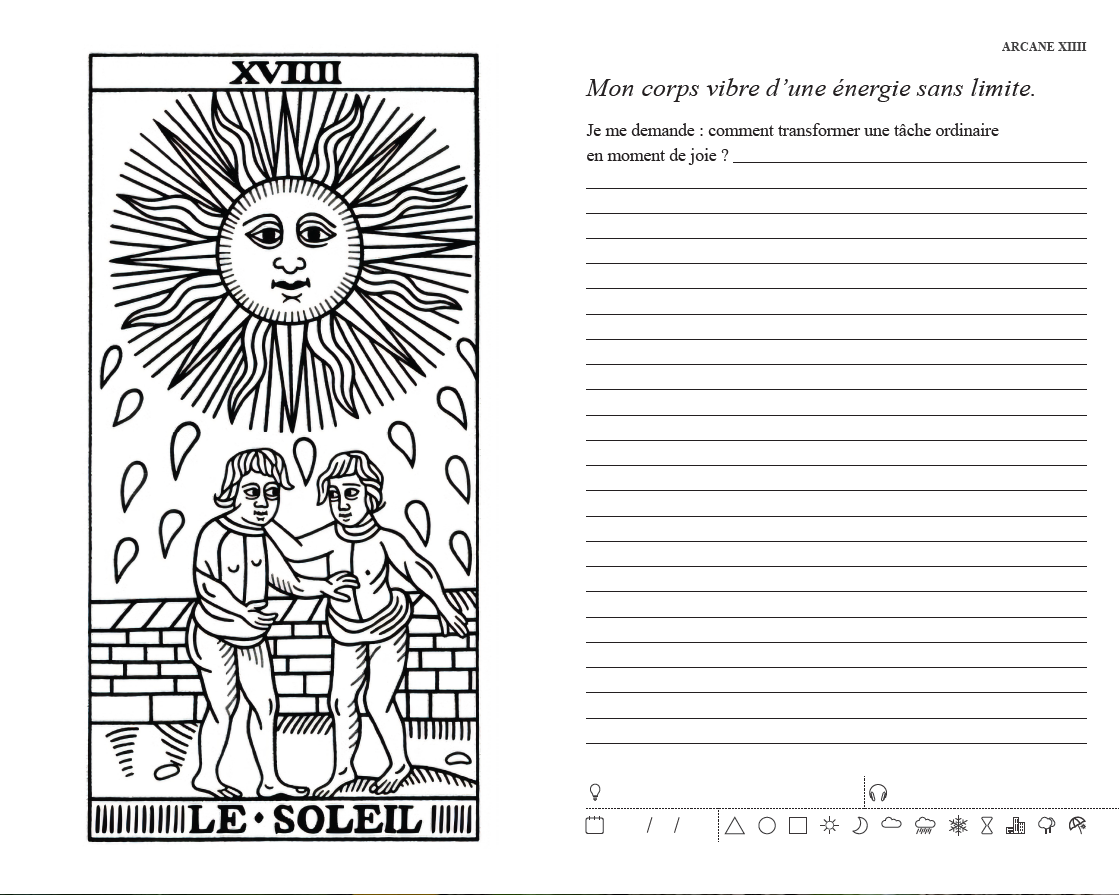 Carnet de réflexion à colorier Les Forces Naturelles Page arcane Le Soleil