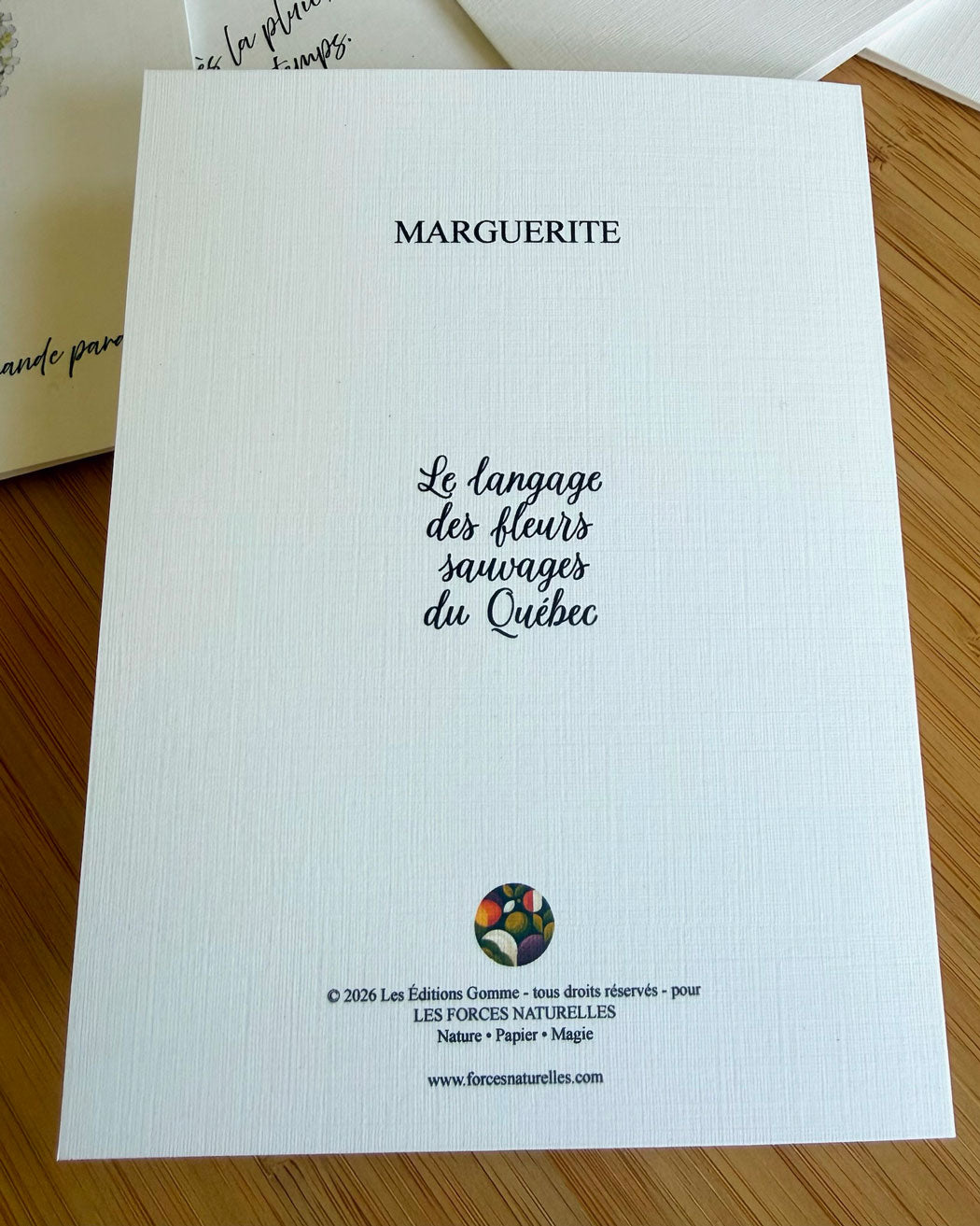 Carte de vœux Marguerite - Les Forces Naturelles - verso