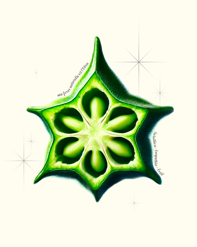 Hoodie de qualité supérieure « Les forces naturelles » — couleur blanc crème — détail de l'étampe Okra