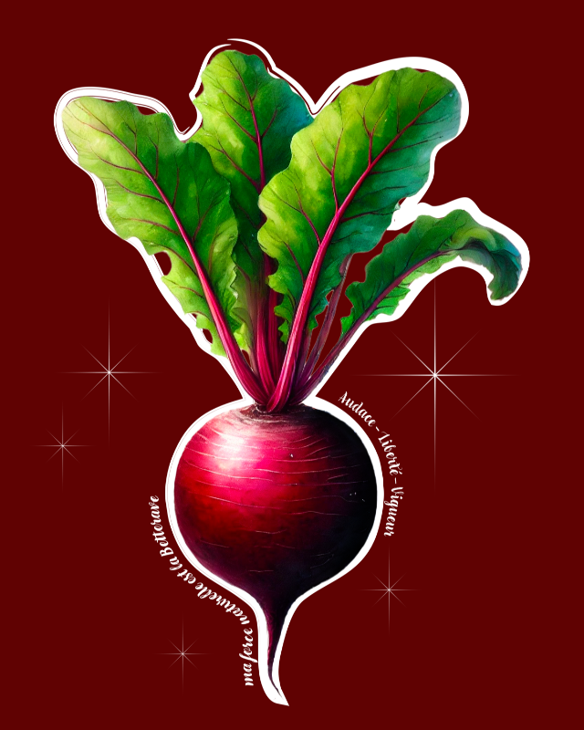 Hoodie de qualité supérieure « Les forces naturelles » — couleur bordeaux — étampe Betterave — détail de l'étampe