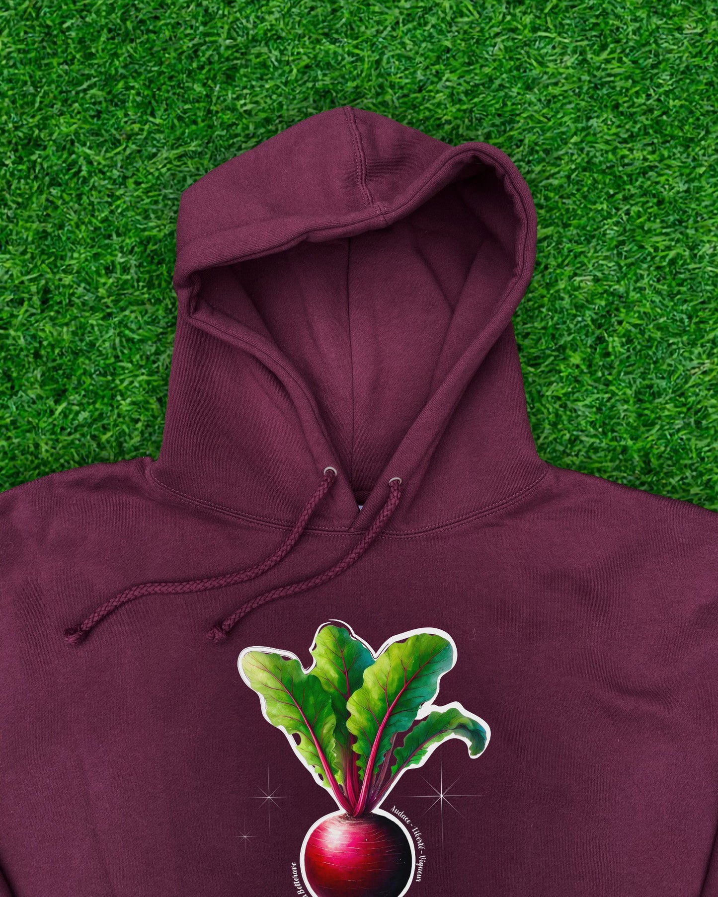Hoodie de qualité supérieure « Les forces naturelles » — couleur bordeaux — étampe Betterave — capuchon