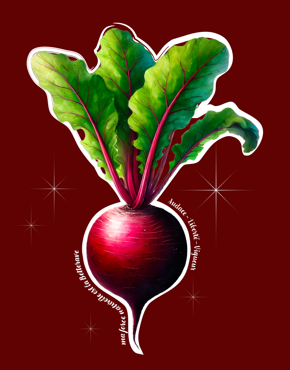 Étampe de la Force naturelle de la Betterave — avec ses trois mots-clés