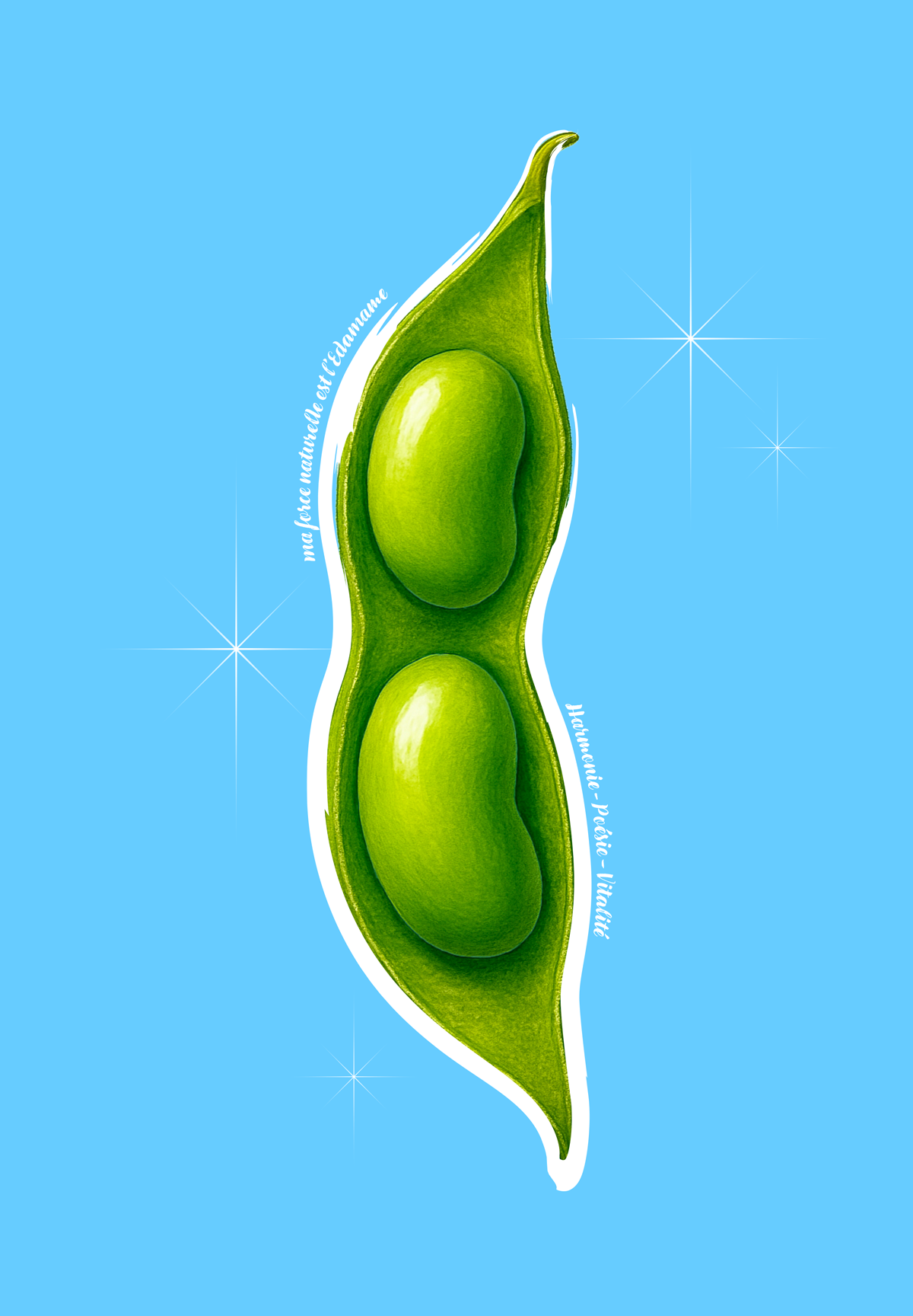 Étampe de la Force naturelle de l’Edamame — avec ses trois mots-clés