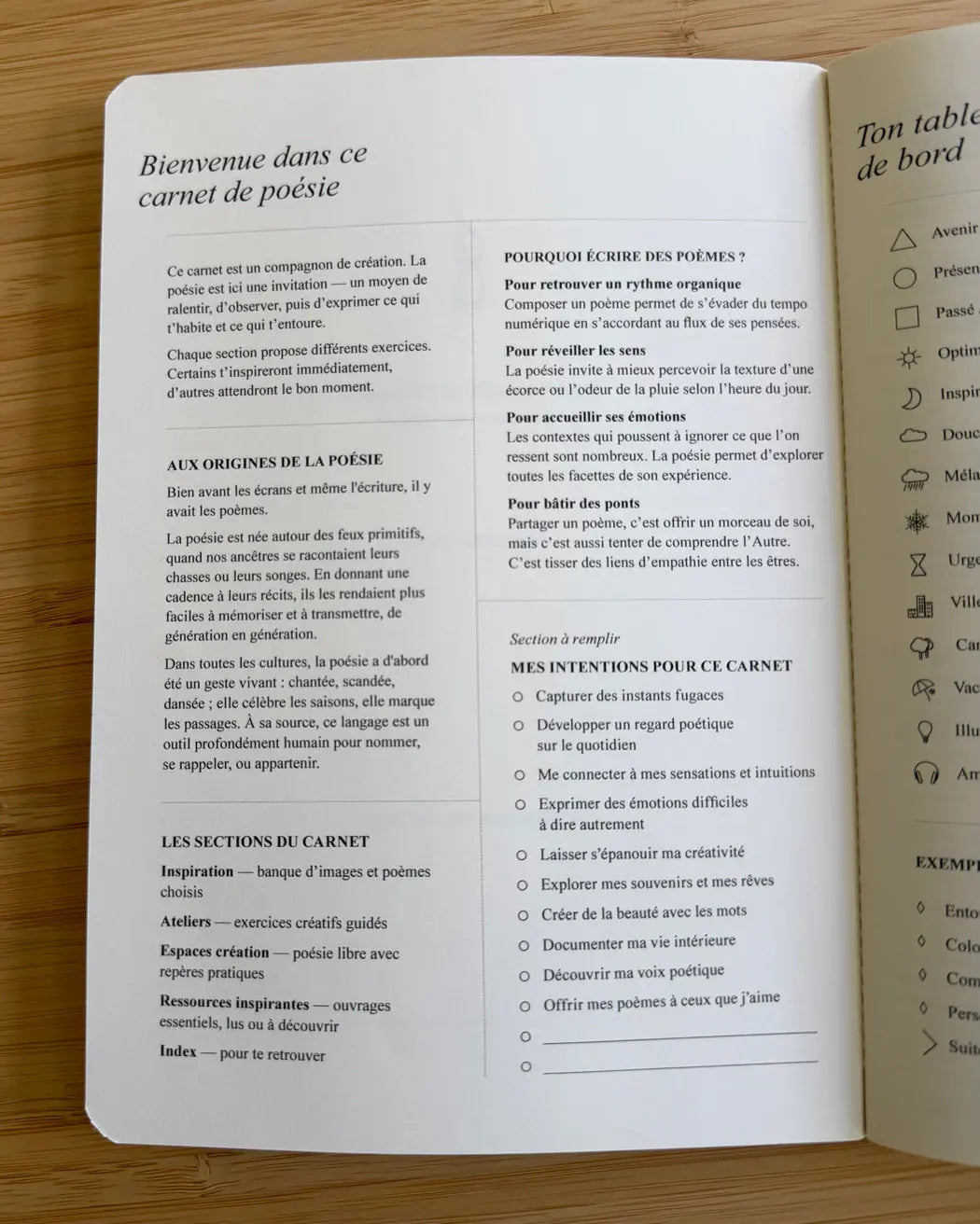 Carnet de poésie - Page de bienvenue