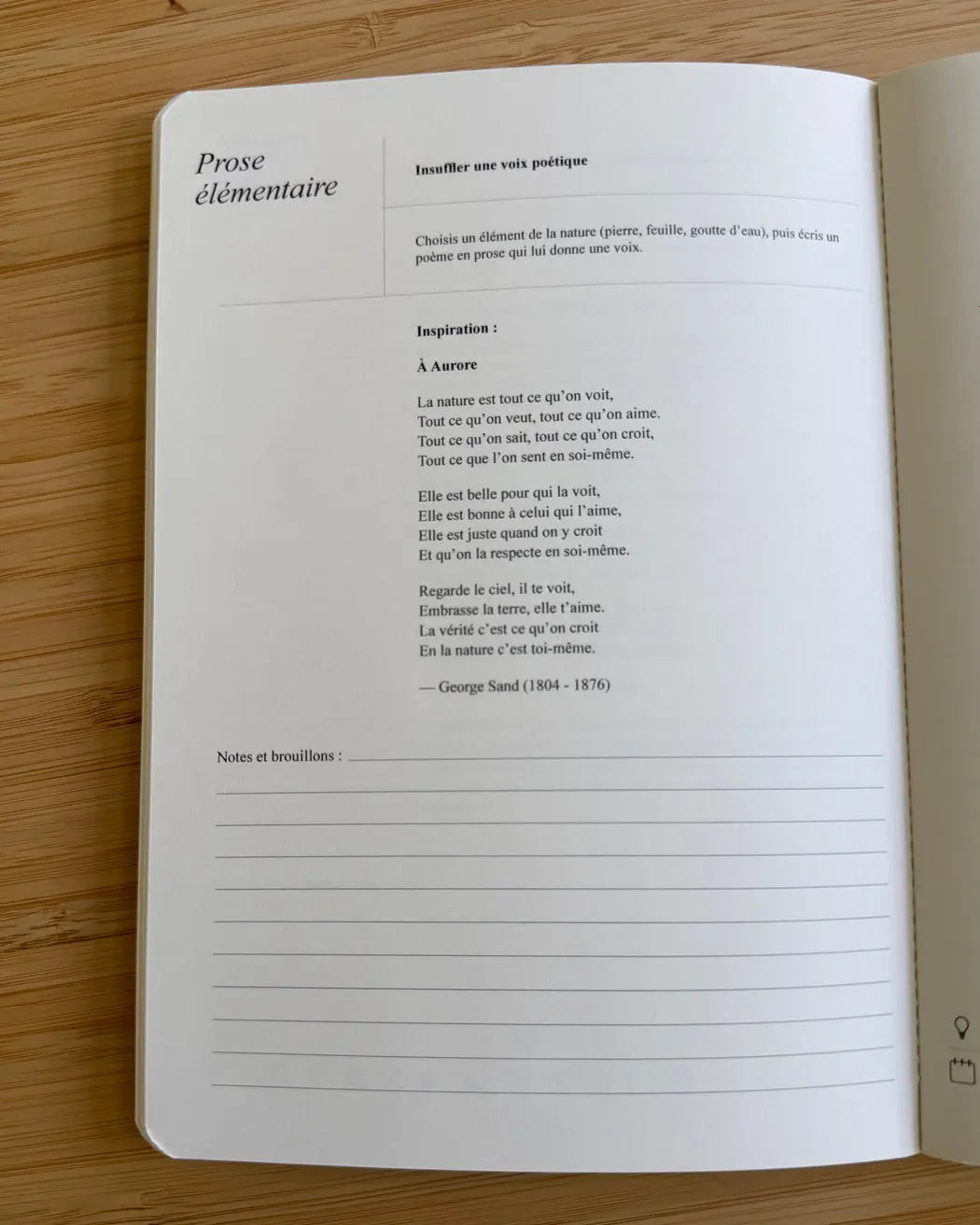 Carnet de poésie Les Forces Naturelles - Prose élémentaire