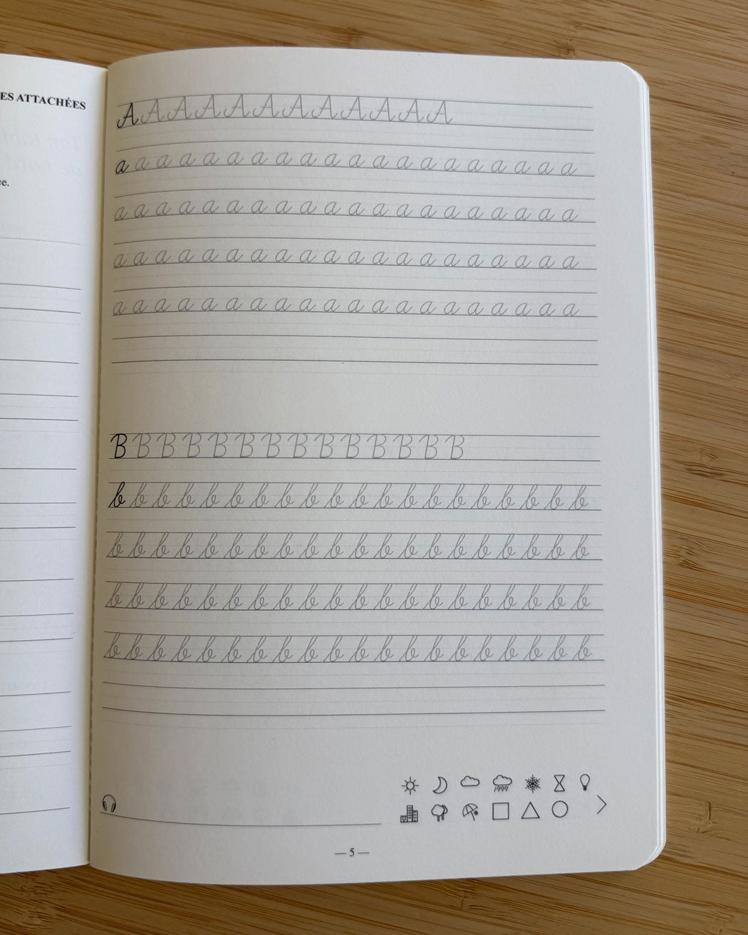 Carnet d’écriture à la main Les Forces Naturelles  - lettres attachées