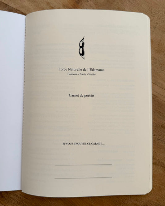 La première page du Carnet de poésie —Force naturelle de l’Edamame, journaling guidé