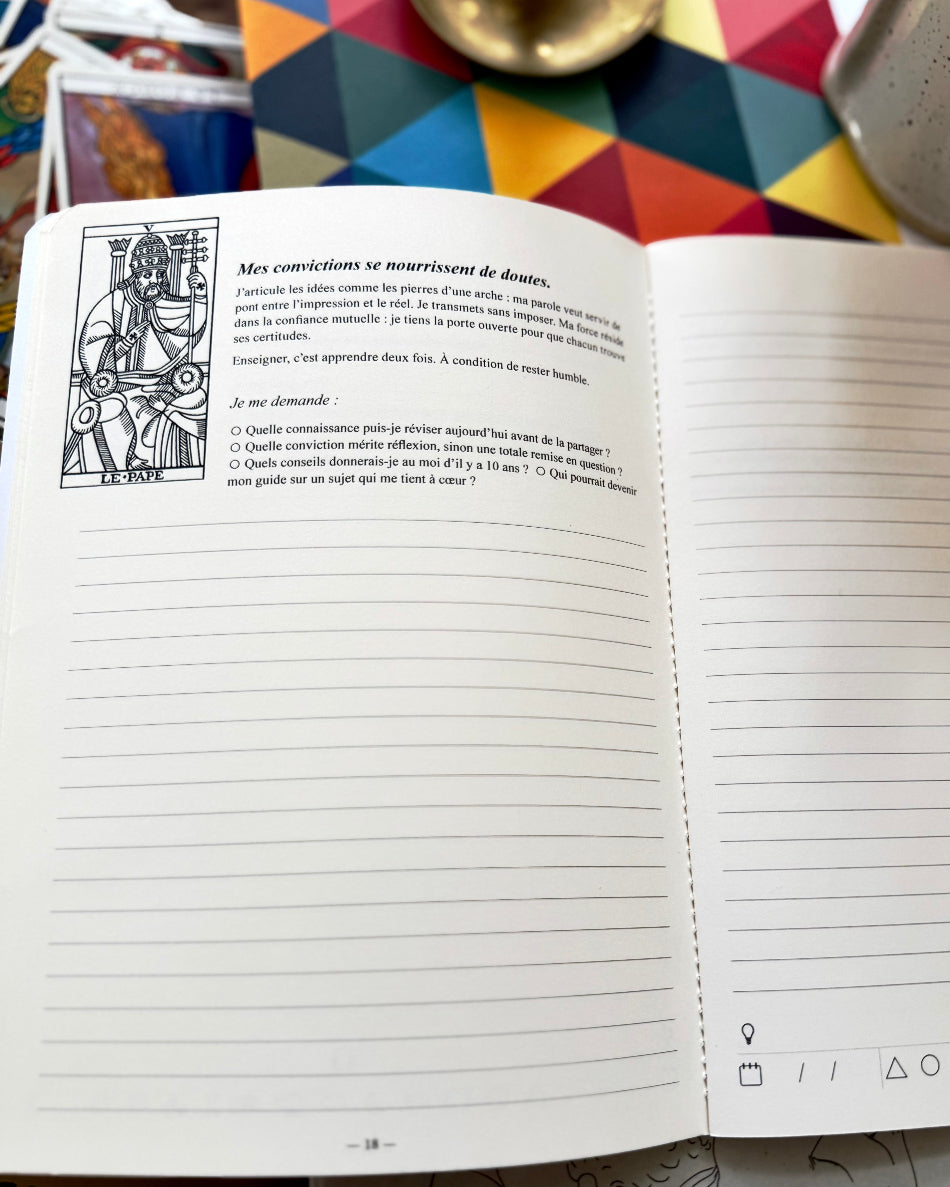 Carnet de réflexion — Force naturelle de l'Avocat, journaling guidé, arcane Le Pape