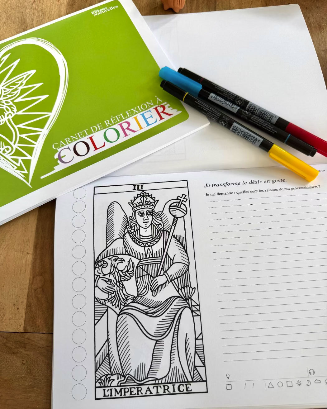 Carnet de réflexion à colorier Les Forces Naturelles - page de l'arcane de L'Impératirce