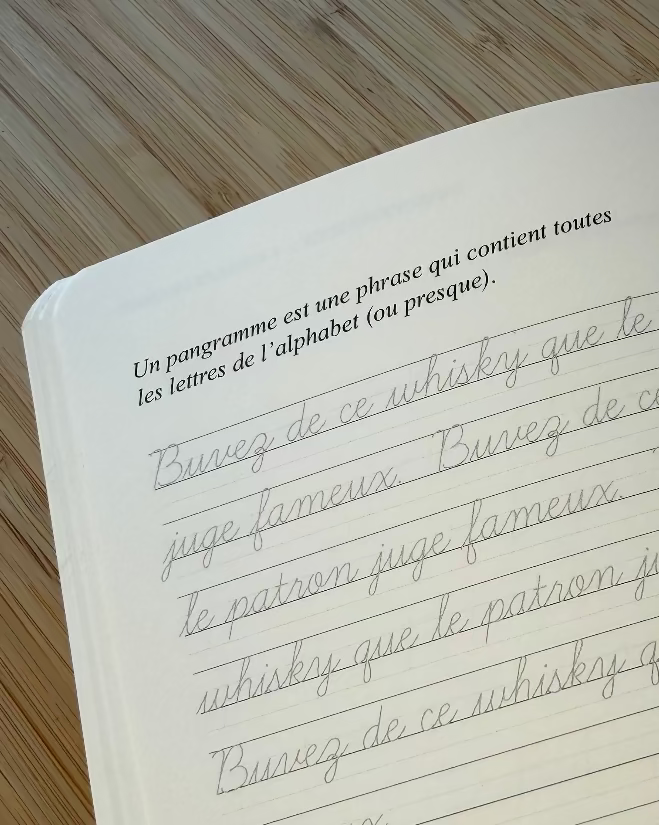 Carnet d’écriture à la main — Force naturelle du céleri, carnet journaling guidé, pangramme