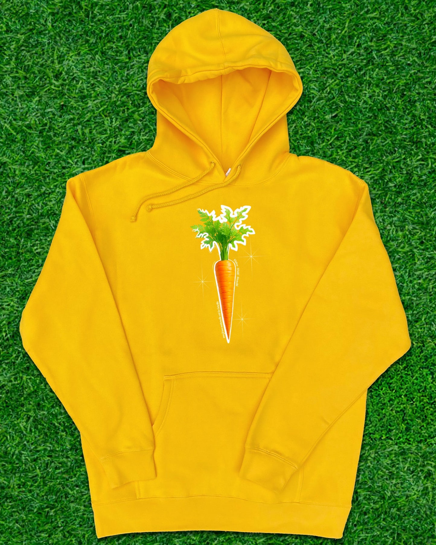 Hoodie de qualité supérieure « Les forces naturelles » — couleur jaune — étampe Carotte
