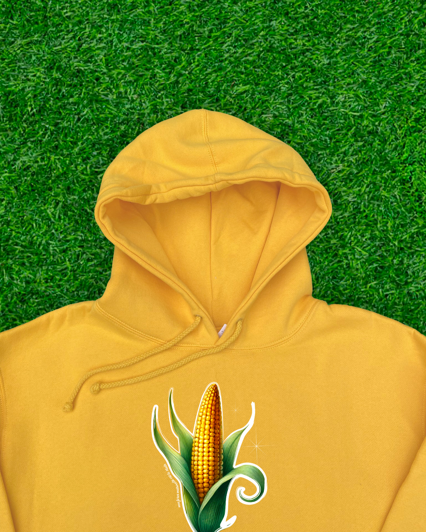 Hoodie de qualité supérieure « Les forces naturelles » — couleur jaune — étampe Maïs  — capuchon