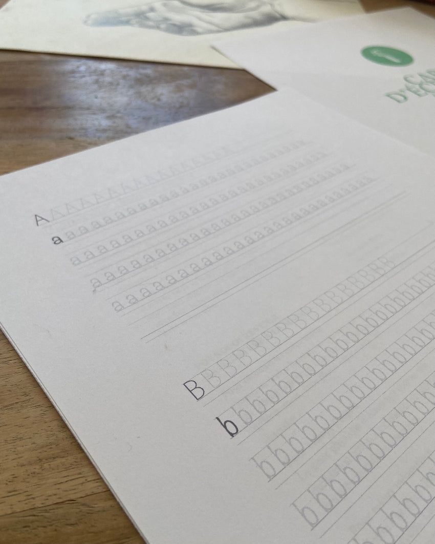 Page du Carnet d'écriture à la main — Force naturelle du Céleri, version PDF à télécharger, page des A et B lettres détachées 