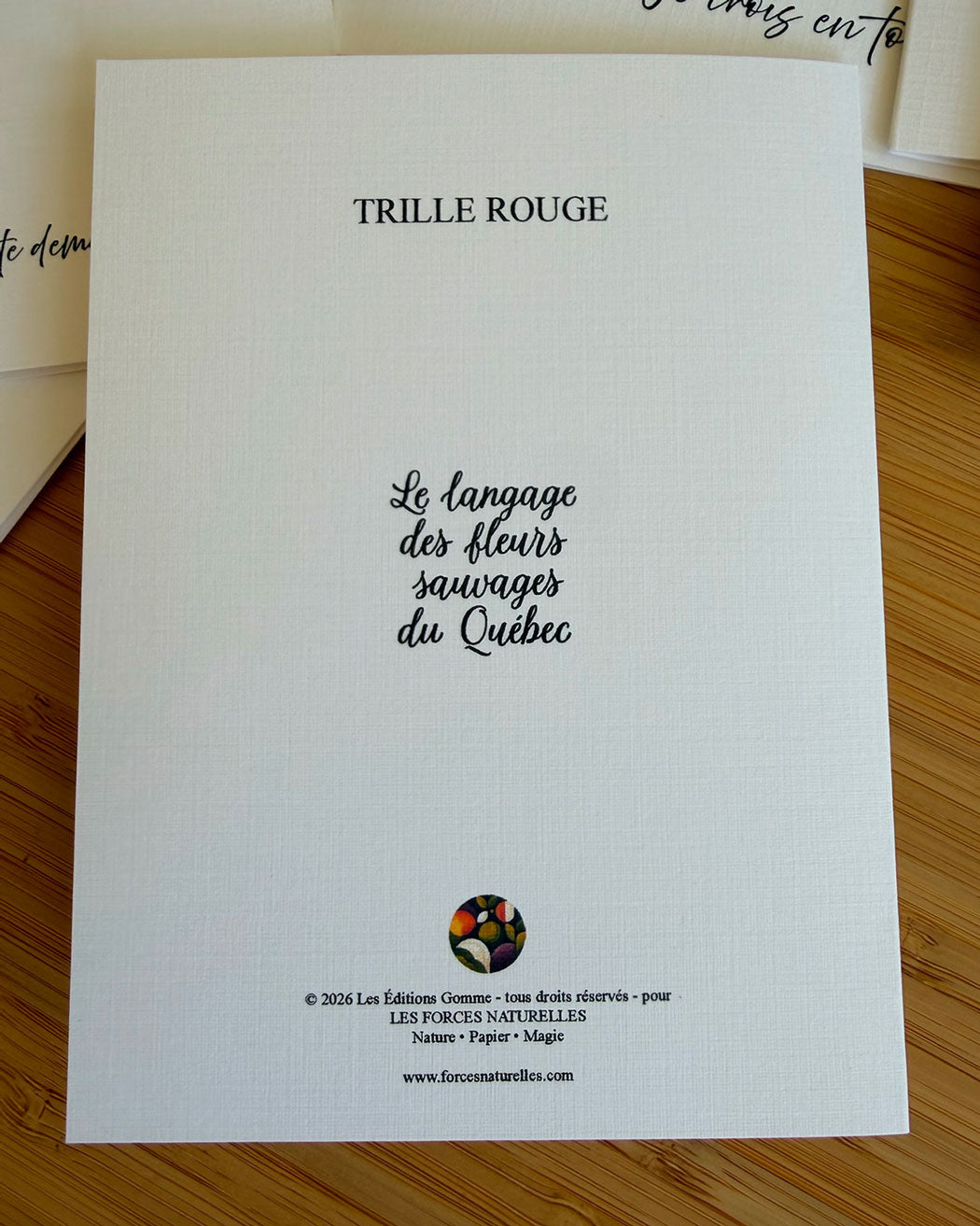 Carte de vœux Trille - Les Forces Naturelles - verso