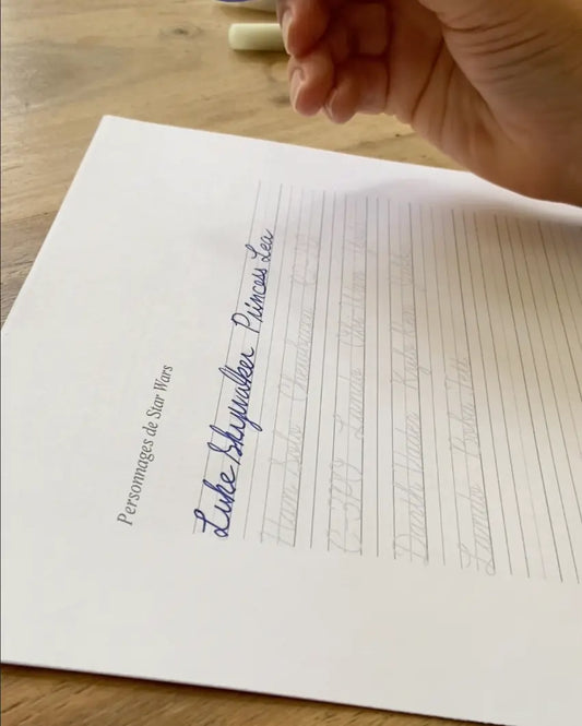 Carnet d'écriture à la main — Force naturelle du Céleri, version PDF à télécharger, Page d'exercice personnages de Star Wars