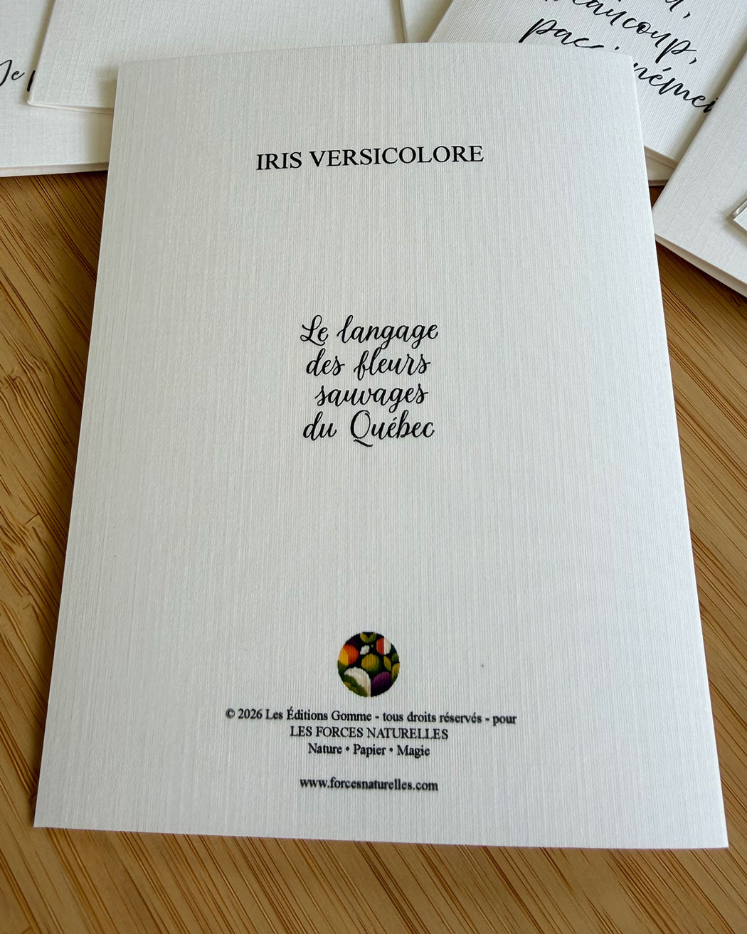 Carte de vœux Iris versicolore - Les Forces Naturelles - verso
