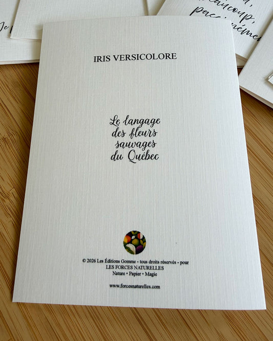 Carte de vœux Iris versicolore - Les Forces Naturelles - verso