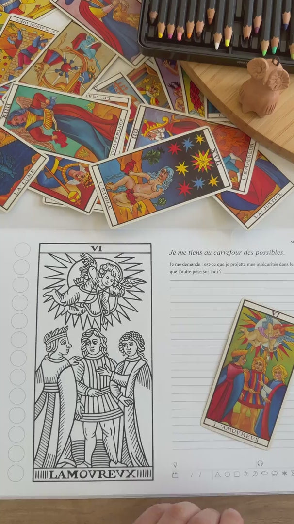 Vidéo de la page de l'arcane L'Amoureux dans le Carnet de réflexion à colorier - Les Forces Naturelles